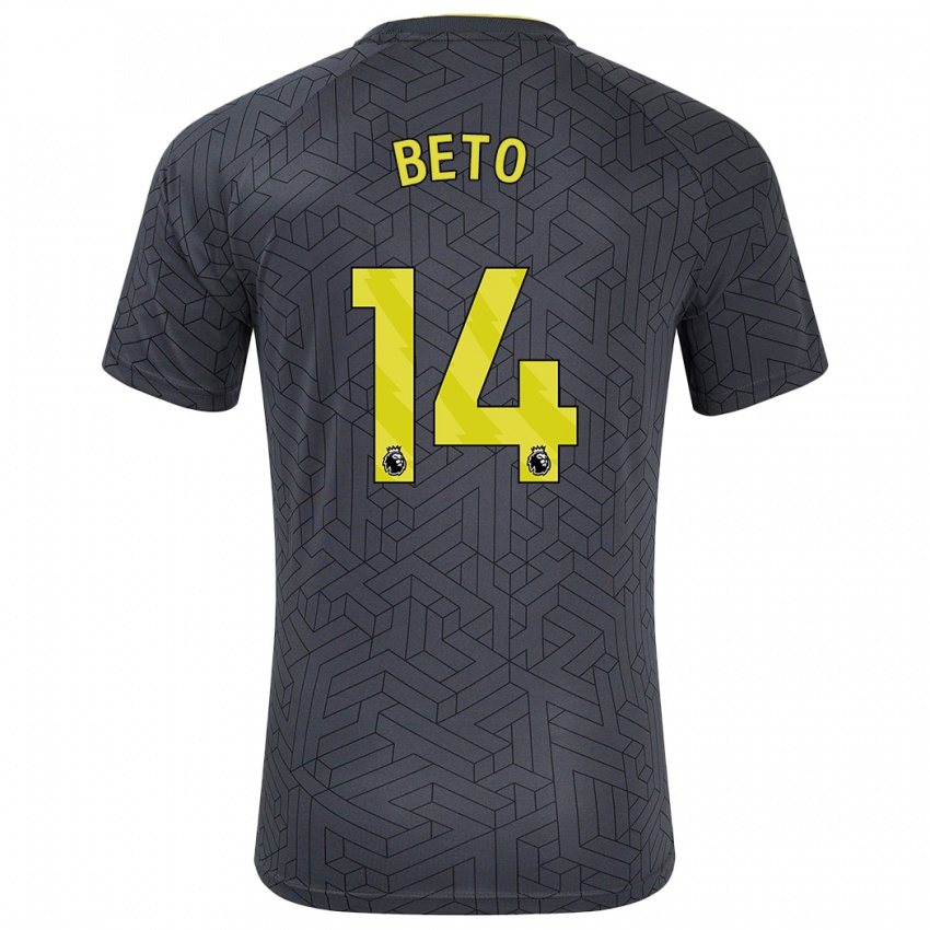 Børn Beto #14 Sort Gul Udebane Spillertrøjer 2024/25 Trøje T-Shirt