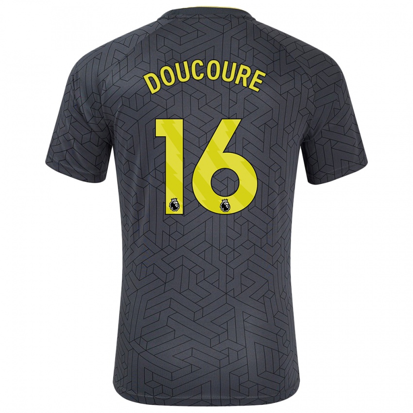 Børn Abdoulaye Doucouré #16 Sort Gul Udebane Spillertrøjer 2024/25 Trøje T-Shirt