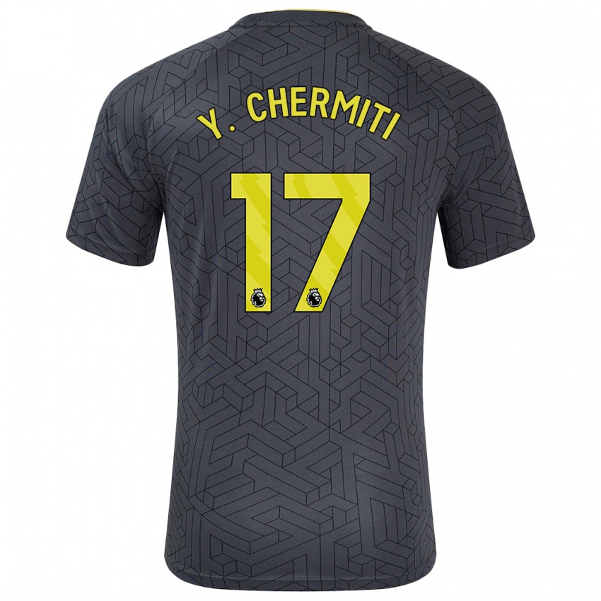 Børn Chermiti #17 Sort Gul Udebane Spillertrøjer 2024/25 Trøje T-Shirt