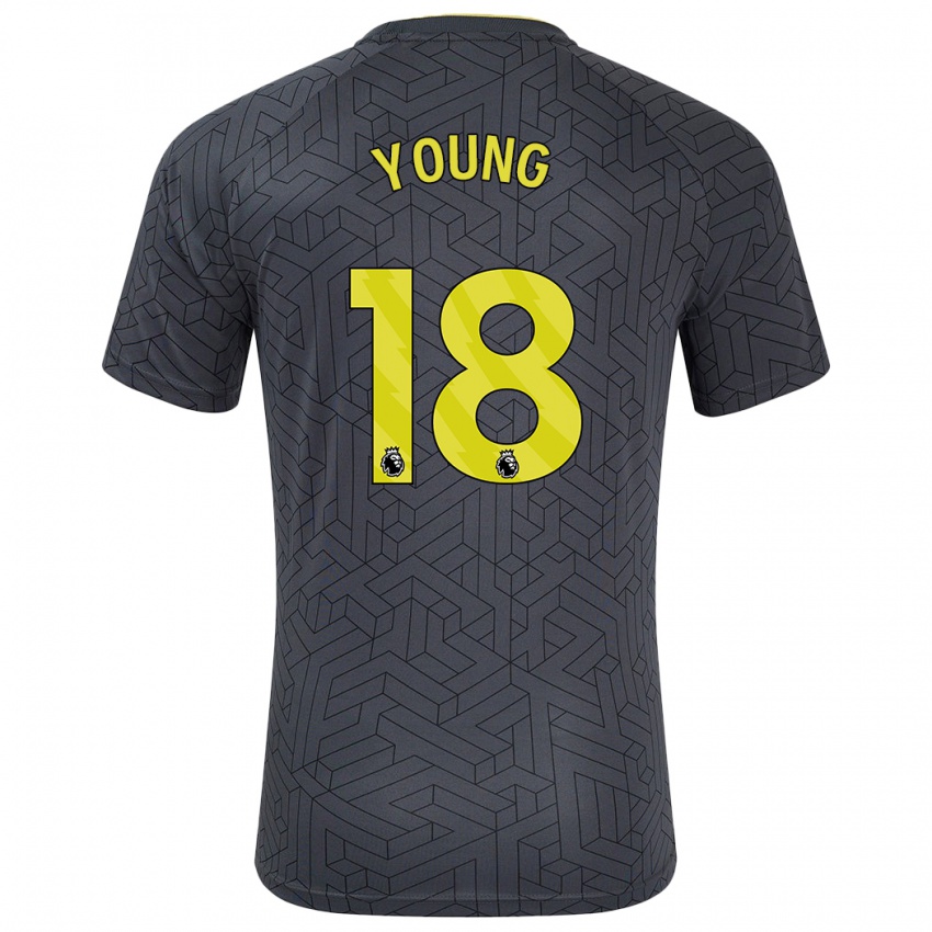 Børn Ashley Young #18 Sort Gul Udebane Spillertrøjer 2024/25 Trøje T-Shirt