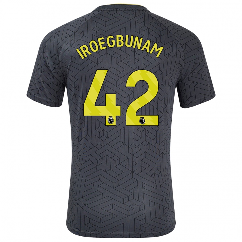 Børn Tim Iroegbunam #42 Sort Gul Udebane Spillertrøjer 2024/25 Trøje T-Shirt