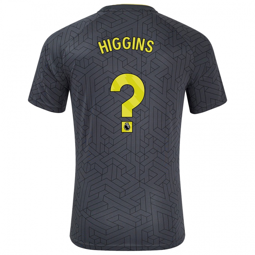 Børn Liam Higgins #0 Sort Gul Udebane Spillertrøjer 2024/25 Trøje T-Shirt