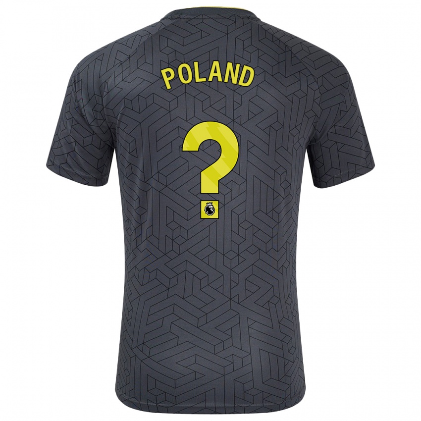 Børn Louis Poland #0 Sort Gul Udebane Spillertrøjer 2024/25 Trøje T-Shirt