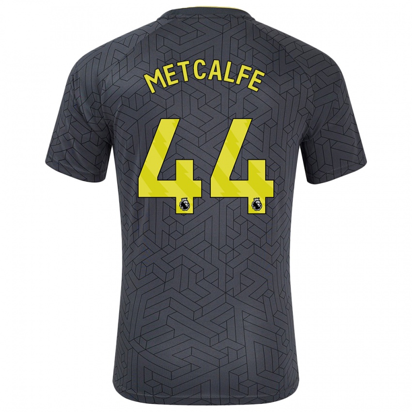 Børn Jenson Metcalfe #44 Sort Gul Udebane Spillertrøjer 2024/25 Trøje T-Shirt