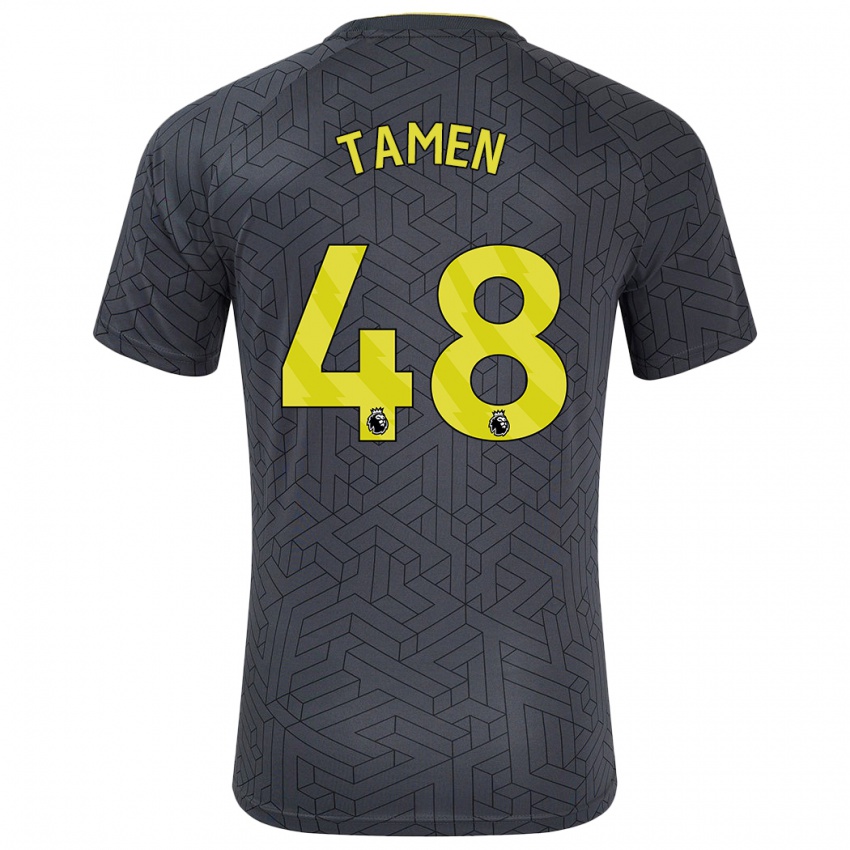 Børn William Tamen #48 Sort Gul Udebane Spillertrøjer 2024/25 Trøje T-Shirt