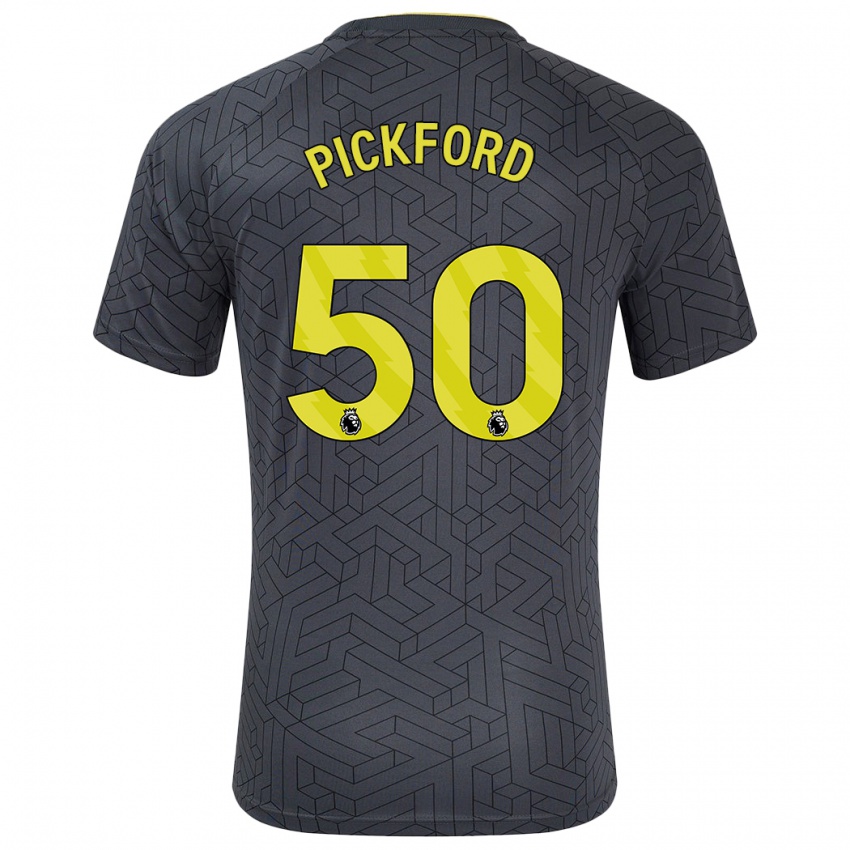 Børn George Pickford #50 Sort Gul Udebane Spillertrøjer 2024/25 Trøje T-Shirt