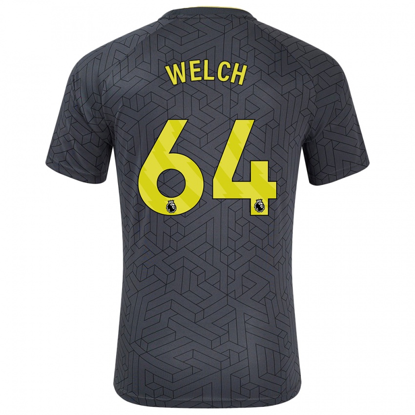 Børn Reece Welch #64 Sort Gul Udebane Spillertrøjer 2024/25 Trøje T-Shirt