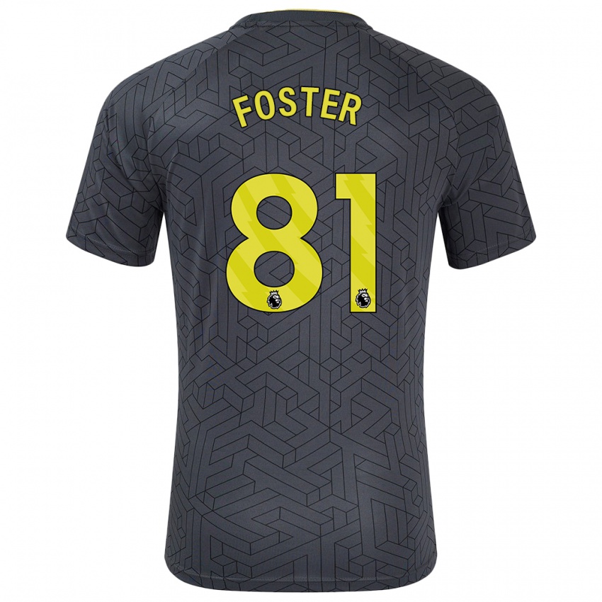 Børn Harvey Foster #81 Sort Gul Udebane Spillertrøjer 2024/25 Trøje T-Shirt