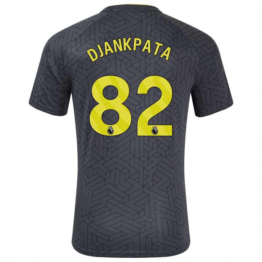 Børn Halid Djankpata #82 Sort Gul Udebane Spillertrøjer 2024/25 Trøje T-Shirt