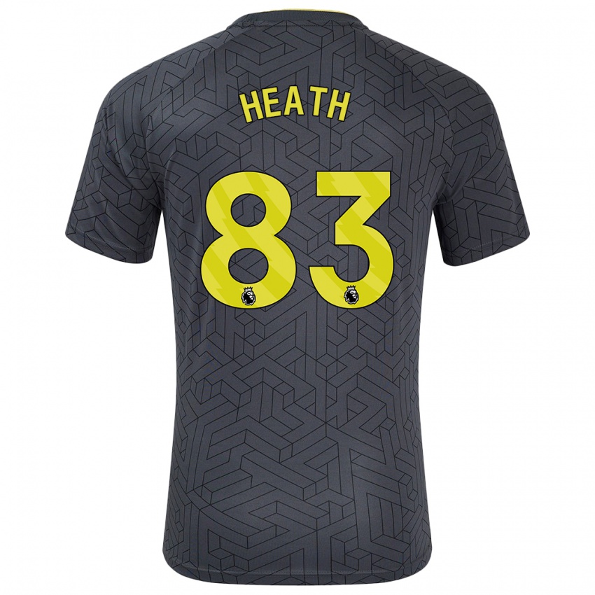 Børn Isaac Heath #83 Sort Gul Udebane Spillertrøjer 2024/25 Trøje T-Shirt