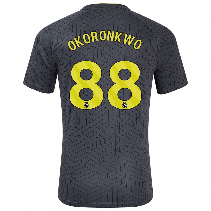 Børn Francis Okoronkwo #88 Sort Gul Udebane Spillertrøjer 2024/25 Trøje T-Shirt