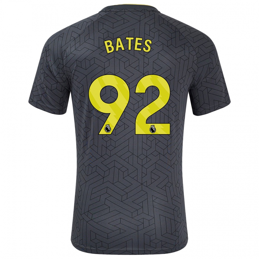 Børn Callum Bates #92 Sort Gul Udebane Spillertrøjer 2024/25 Trøje T-Shirt