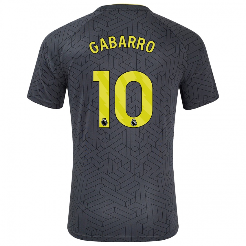 Børn Inma Gabarro #10 Sort Gul Udebane Spillertrøjer 2024/25 Trøje T-Shirt