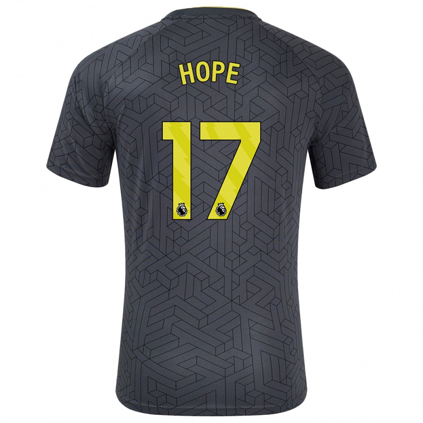 Børn Lucy Hope #17 Sort Gul Udebane Spillertrøjer 2024/25 Trøje T-Shirt