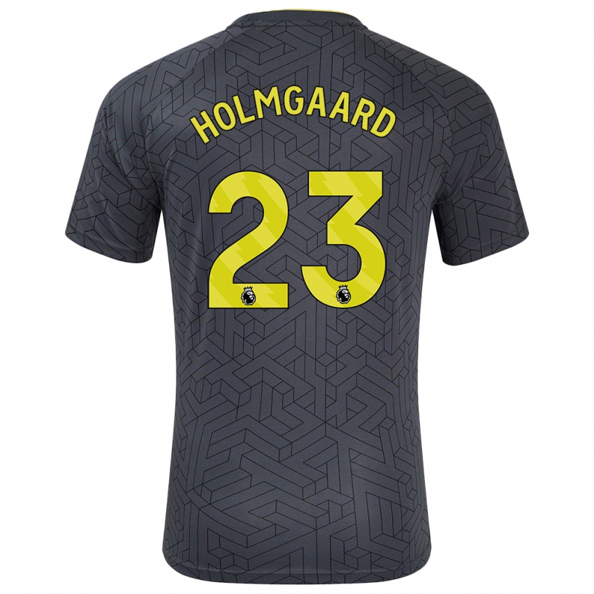 Børn Sara Holmgaard #23 Sort Gul Udebane Spillertrøjer 2024/25 Trøje T-Shirt