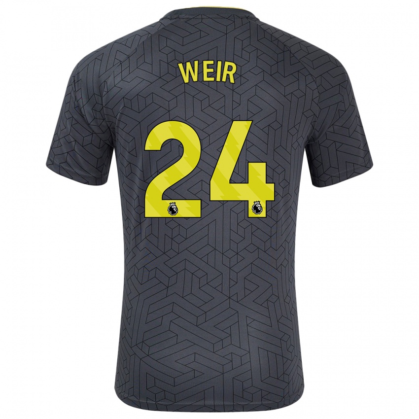 Børn Kenzie Weir #24 Sort Gul Udebane Spillertrøjer 2024/25 Trøje T-Shirt