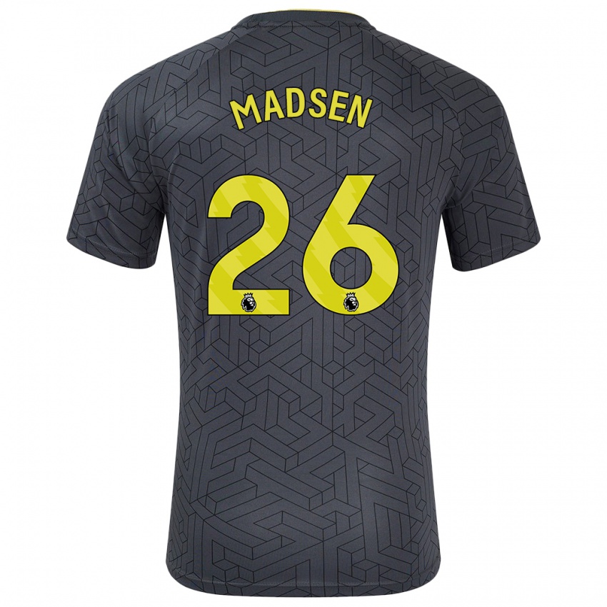 Børn Rikke Madsen #26 Sort Gul Udebane Spillertrøjer 2024/25 Trøje T-Shirt