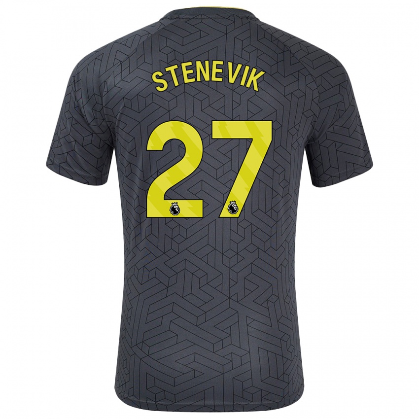 Børn Elise Stenevik #27 Sort Gul Udebane Spillertrøjer 2024/25 Trøje T-Shirt