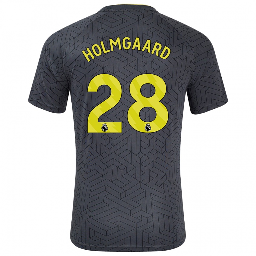 Børn Karen Holmgaard #28 Sort Gul Udebane Spillertrøjer 2024/25 Trøje T-Shirt