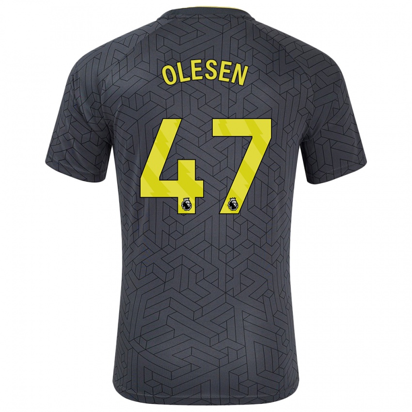 Børn Karoline Olesen #47 Sort Gul Udebane Spillertrøjer 2024/25 Trøje T-Shirt