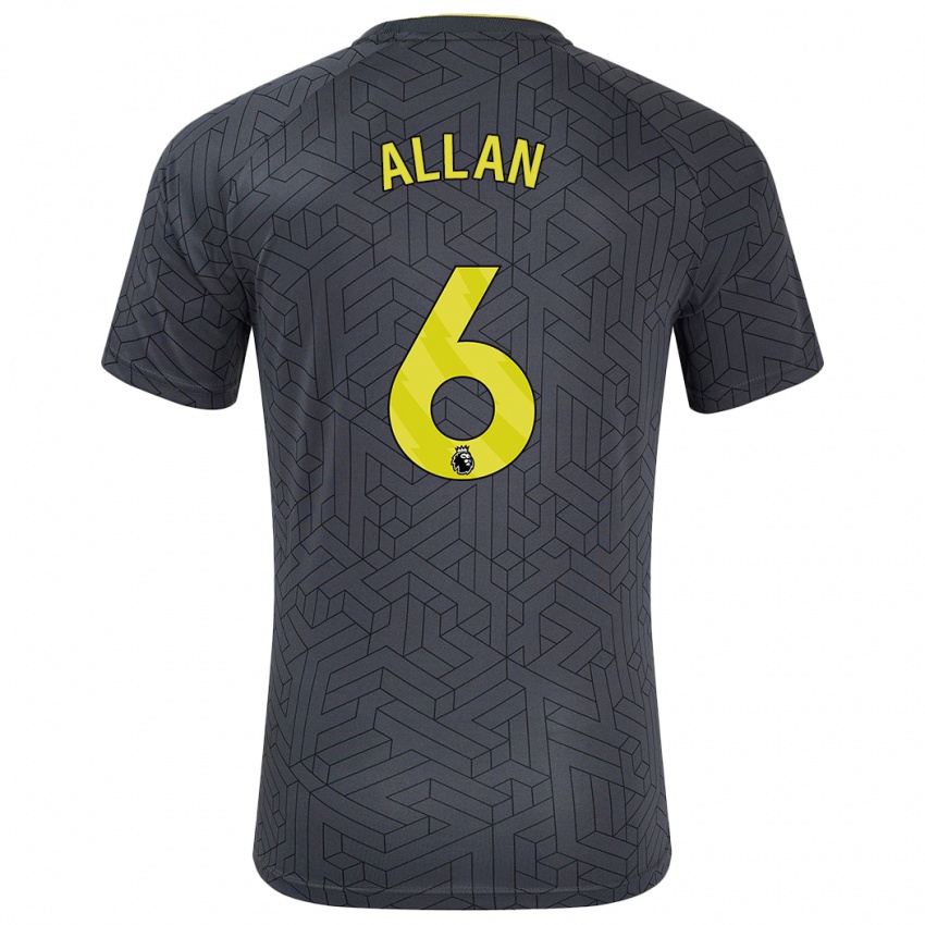 Børn Allan #6 Sort Gul Udebane Spillertrøjer 2024/25 Trøje T-Shirt