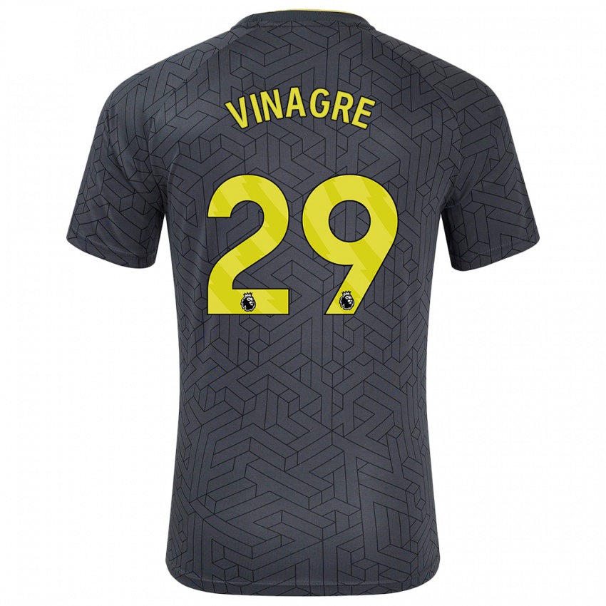 Børn Ruben Vinagre #29 Sort Gul Udebane Spillertrøjer 2024/25 Trøje T-Shirt