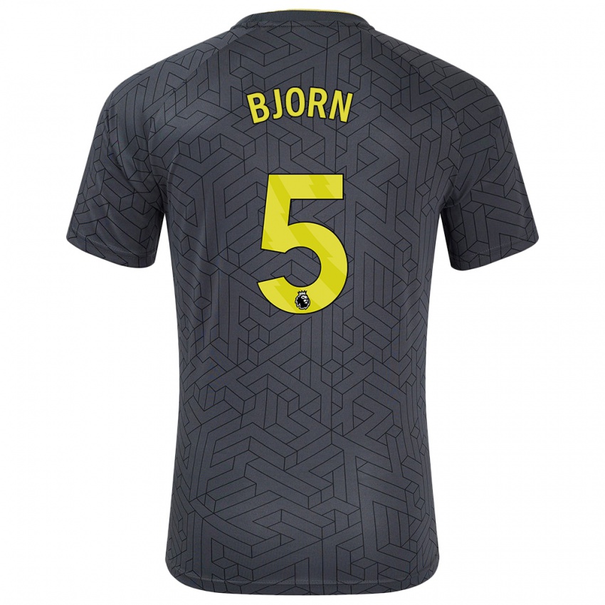 Børn Nathalie Bjorn #5 Sort Gul Udebane Spillertrøjer 2024/25 Trøje T-Shirt