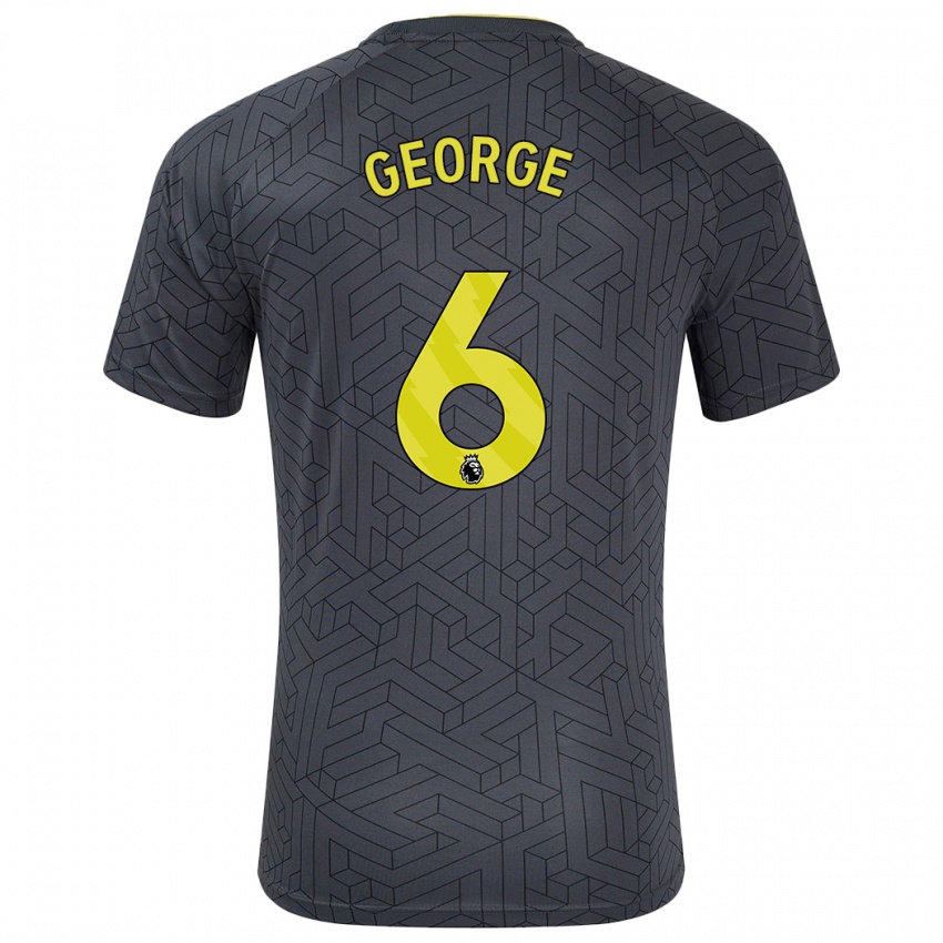 Børn Gabrielle George #6 Sort Gul Udebane Spillertrøjer 2024/25 Trøje T-Shirt