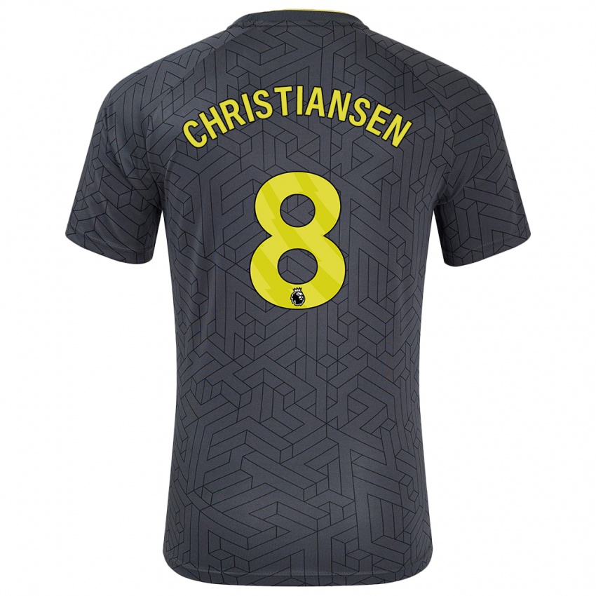 Børn Izzy Christiansen #8 Sort Gul Udebane Spillertrøjer 2024/25 Trøje T-Shirt