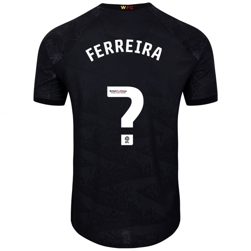 Børn João Ferreira #0 Sort Hvid Udebane Spillertrøjer 2024/25 Trøje T-Shirt