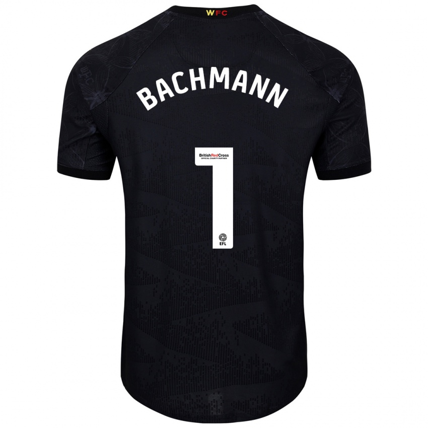 Børn Daniel Bachmann #1 Sort Hvid Udebane Spillertrøjer 2024/25 Trøje T-Shirt