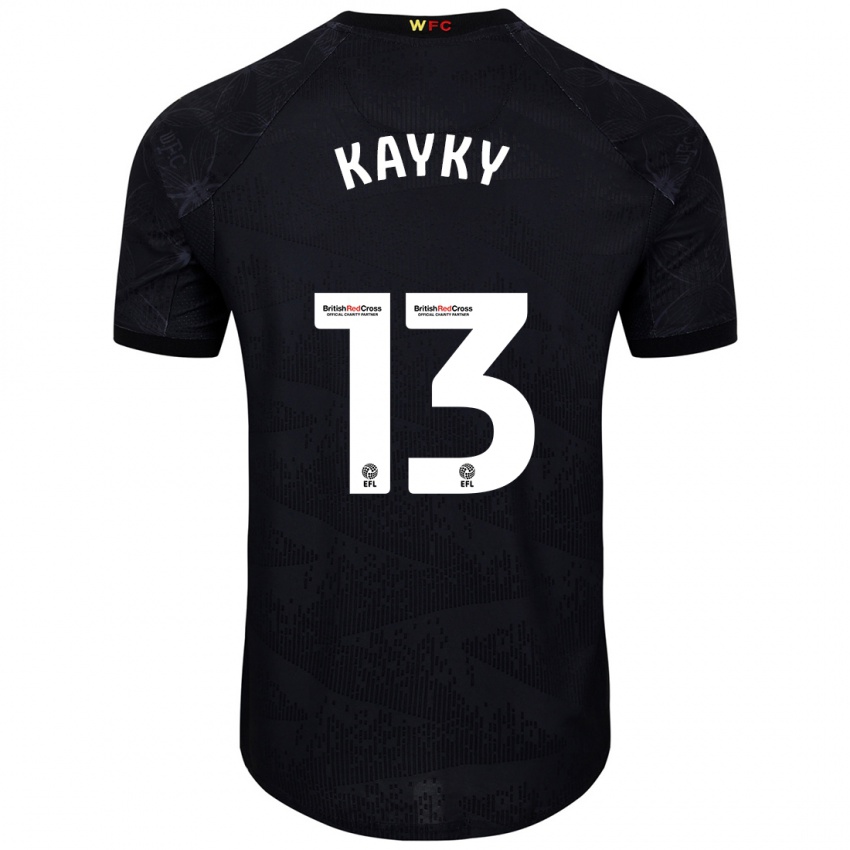 Børn Kayky Almeida #13 Sort Hvid Udebane Spillertrøjer 2024/25 Trøje T-Shirt