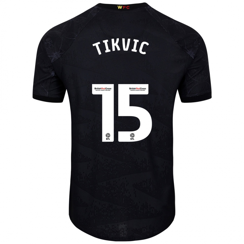 Børn Antonio Tikvic #15 Sort Hvid Udebane Spillertrøjer 2024/25 Trøje T-Shirt