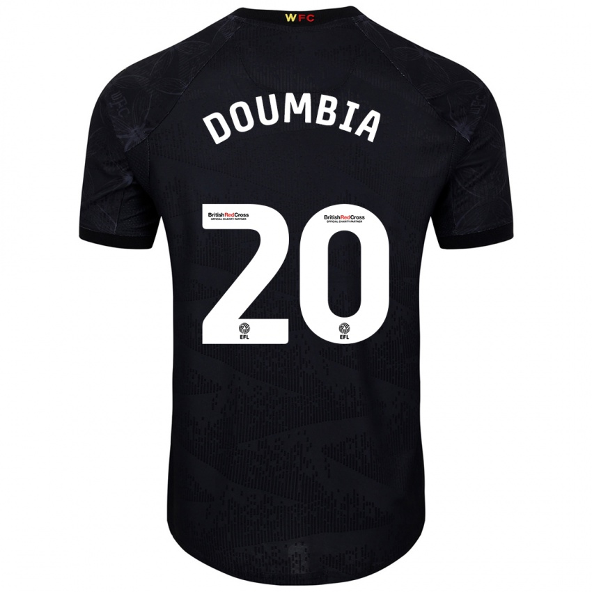 Børn Mamadou Doumbia #20 Sort Hvid Udebane Spillertrøjer 2024/25 Trøje T-Shirt