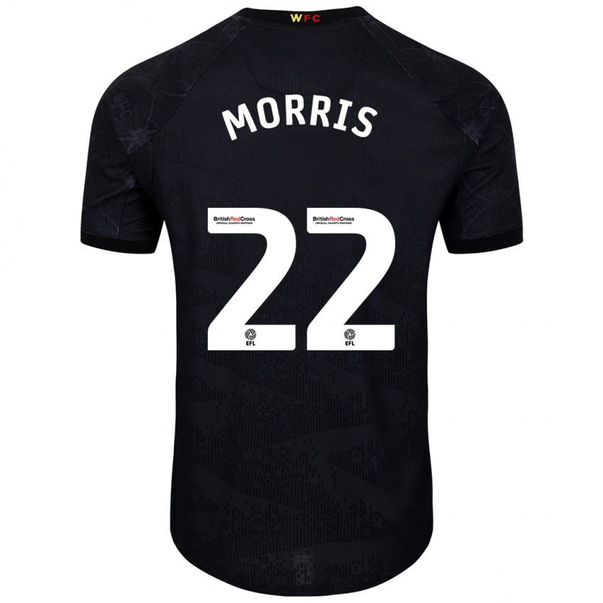 Børn James Morris #22 Sort Hvid Udebane Spillertrøjer 2024/25 Trøje T-Shirt