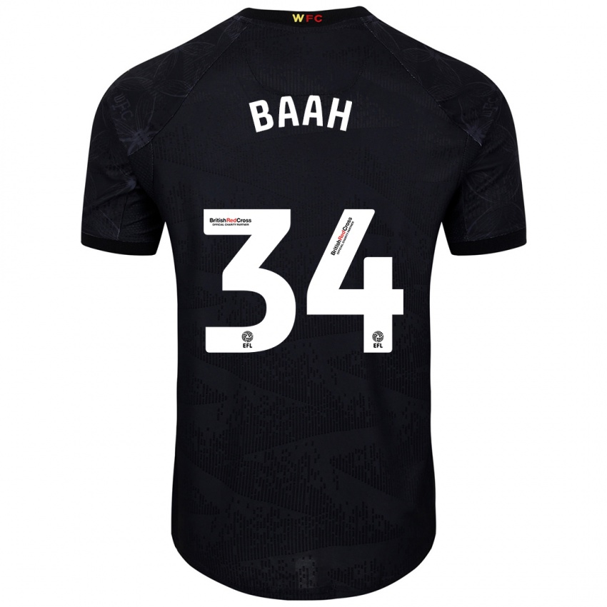 Børn Kwadwo Baah #34 Sort Hvid Udebane Spillertrøjer 2024/25 Trøje T-Shirt