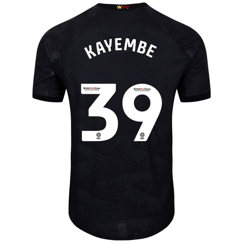 Børn Edo Kayembe #39 Sort Hvid Udebane Spillertrøjer 2024/25 Trøje T-Shirt