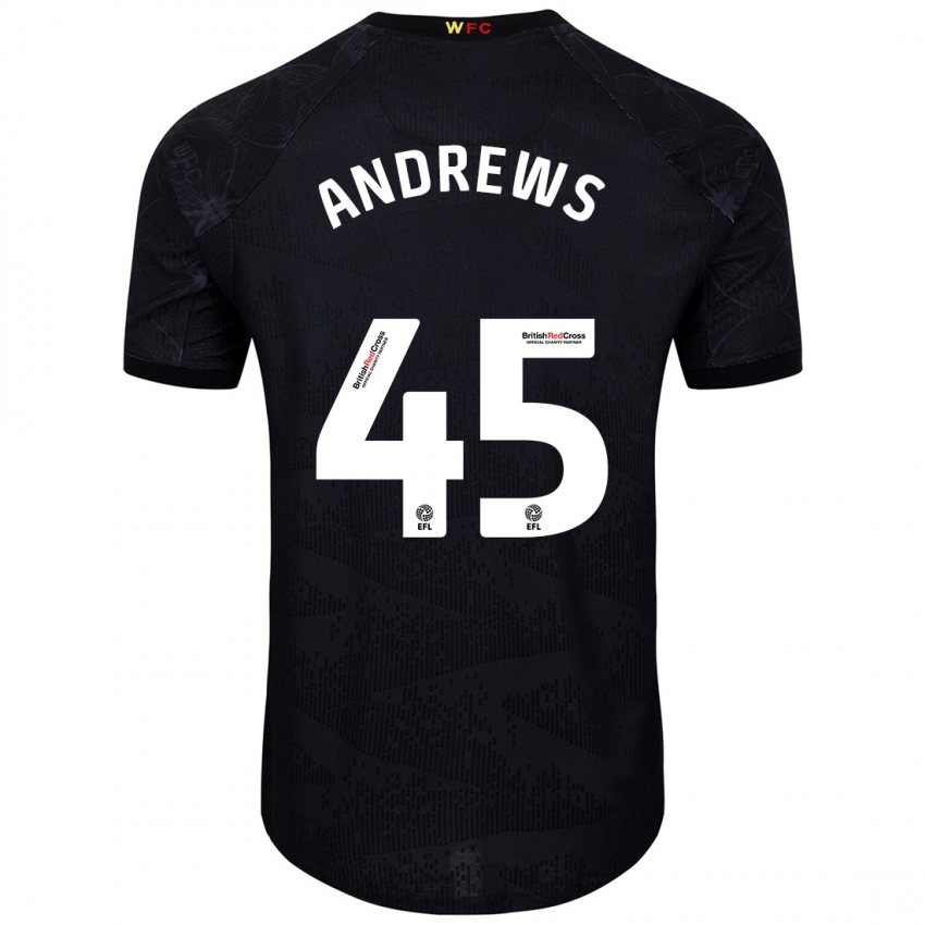 Børn Ryan Andrews #45 Sort Hvid Udebane Spillertrøjer 2024/25 Trøje T-Shirt