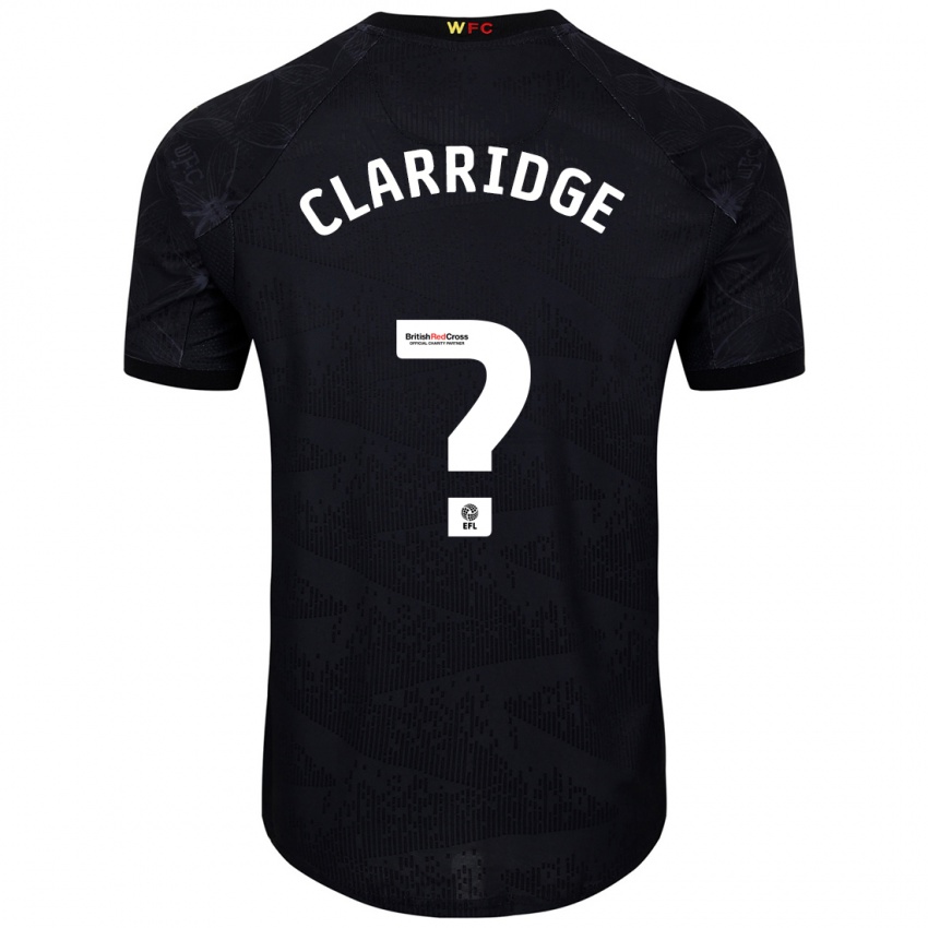 Børn James Clarridge #0 Sort Hvid Udebane Spillertrøjer 2024/25 Trøje T-Shirt