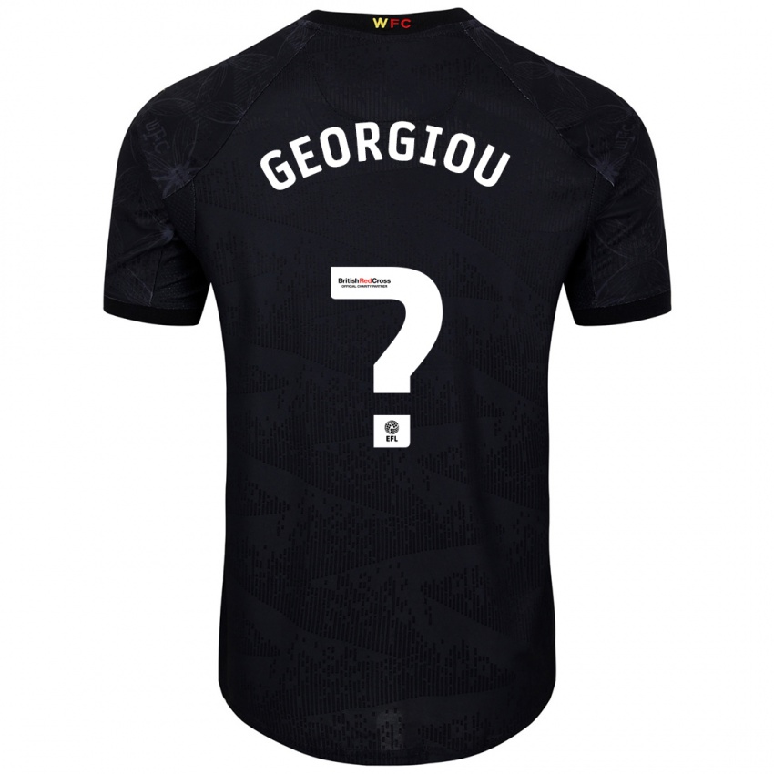 Børn Thomas Georgiou #0 Sort Hvid Udebane Spillertrøjer 2024/25 Trøje T-Shirt