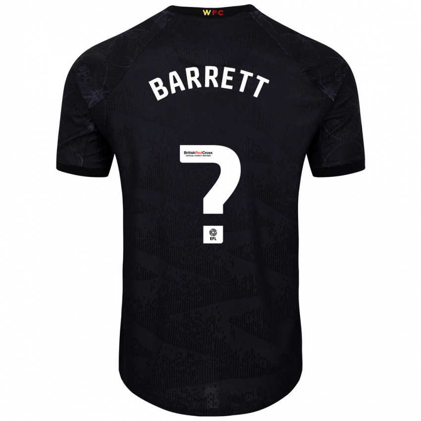 Børn Hayden Barrett #0 Sort Hvid Udebane Spillertrøjer 2024/25 Trøje T-Shirt