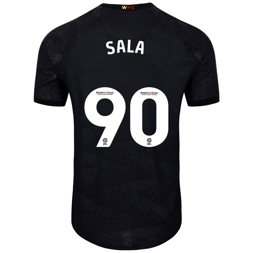 Børn Joel Sala #90 Sort Hvid Udebane Spillertrøjer 2024/25 Trøje T-Shirt