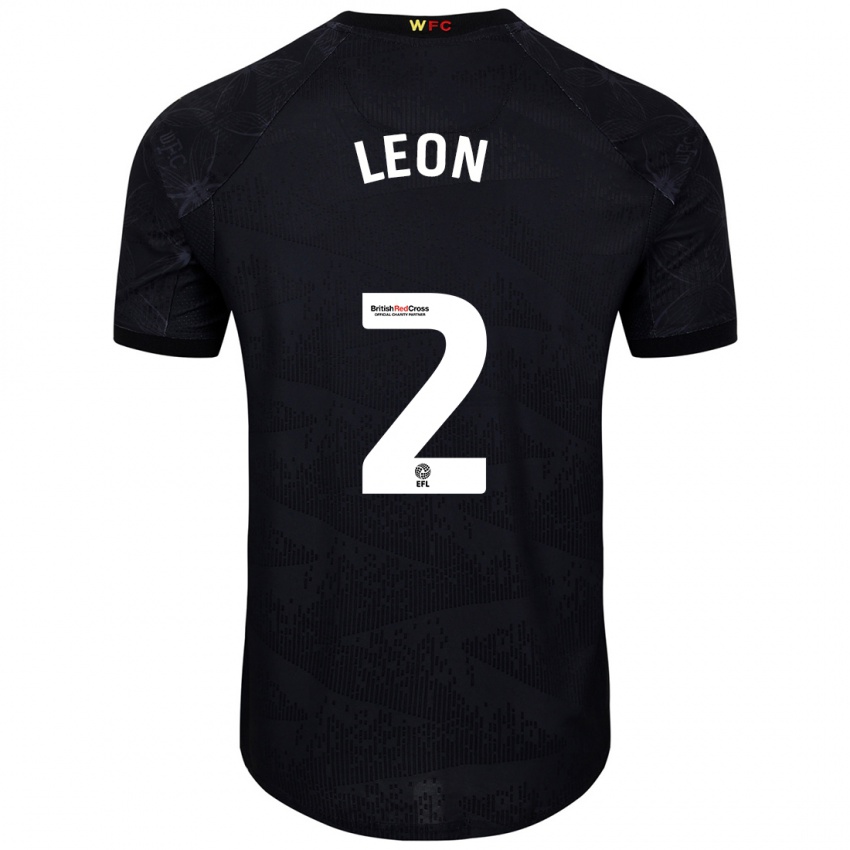 Børn Lucía León #2 Sort Hvid Udebane Spillertrøjer 2024/25 Trøje T-Shirt