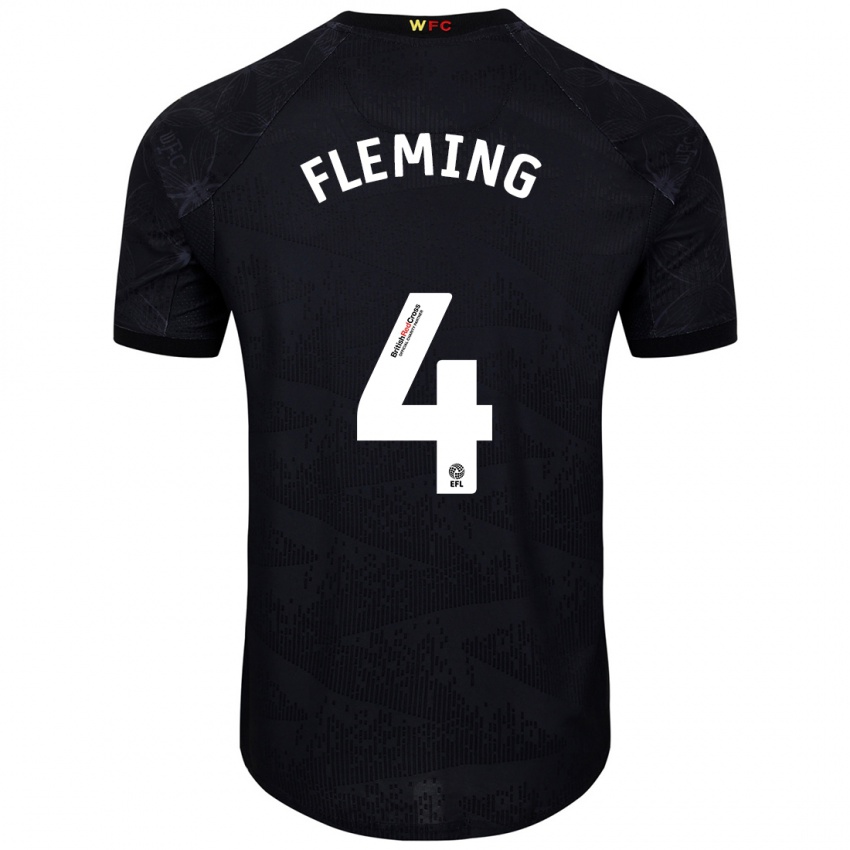 Børn Charlotte Fleming #4 Sort Hvid Udebane Spillertrøjer 2024/25 Trøje T-Shirt