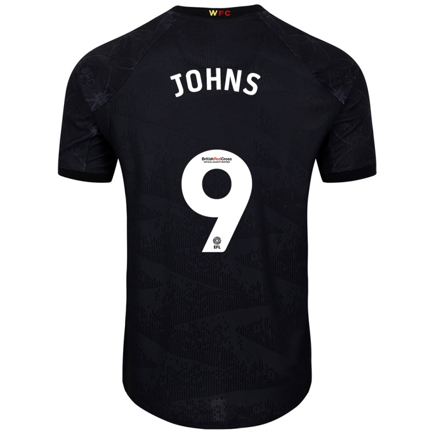 Børn Carly Johns #9 Sort Hvid Udebane Spillertrøjer 2024/25 Trøje T-Shirt