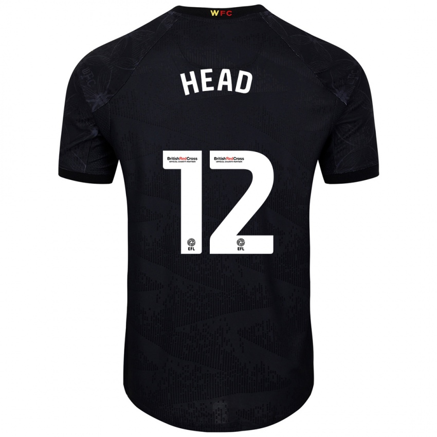 Børn Ellie Head #12 Sort Hvid Udebane Spillertrøjer 2024/25 Trøje T-Shirt