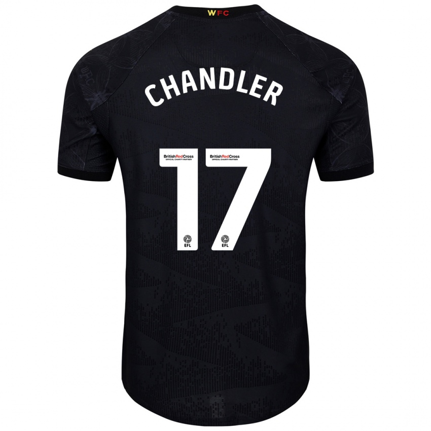 Børn Megan Chandler #17 Sort Hvid Udebane Spillertrøjer 2024/25 Trøje T-Shirt