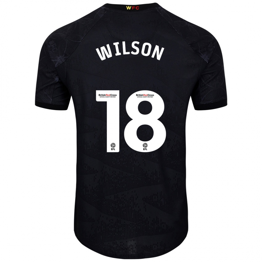 Børn Poppy Wilson #18 Sort Hvid Udebane Spillertrøjer 2024/25 Trøje T-Shirt