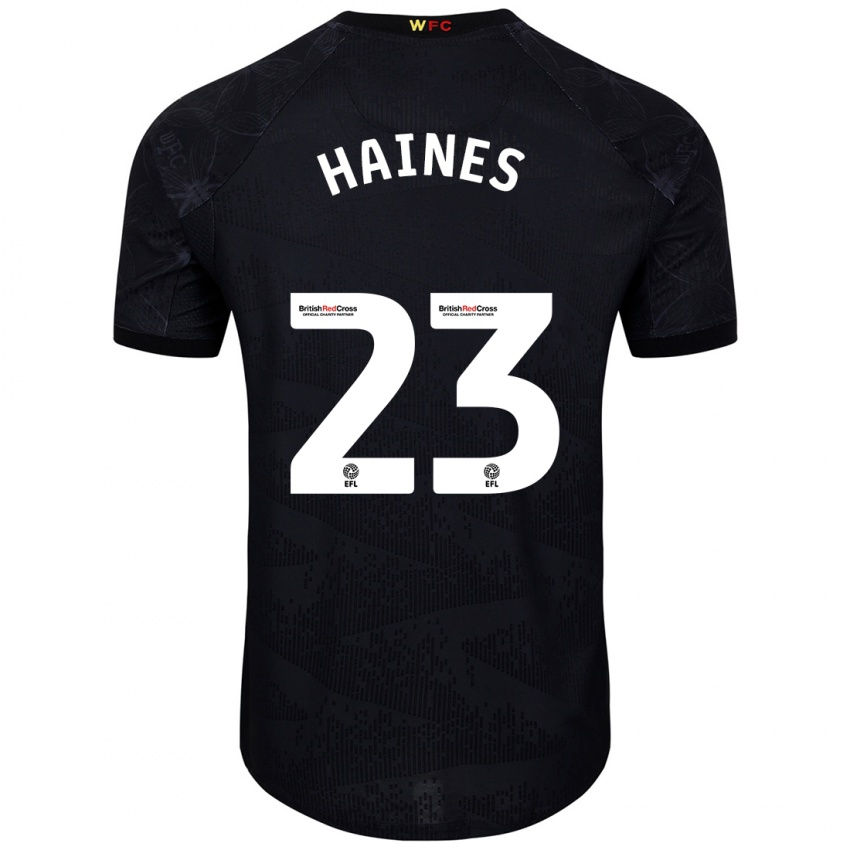 Børn Coral-Jade Haines #23 Sort Hvid Udebane Spillertrøjer 2024/25 Trøje T-Shirt