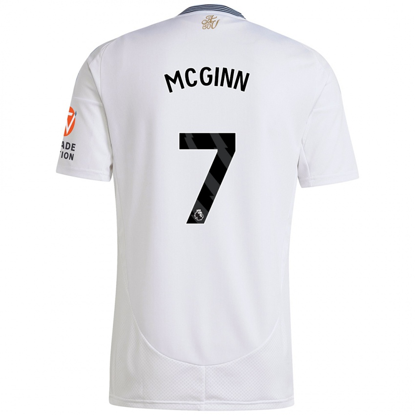 Børn John Mcginn #7 Hvid Udebane Spillertrøjer 2024/25 Trøje T-Shirt